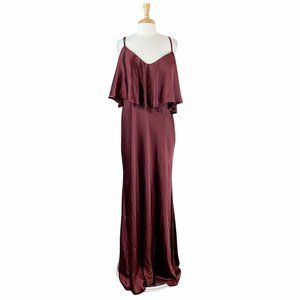 Revelry Women's Cabernet #710 "Riley" Satin Convertible Bridesmaid Dress Sz 22